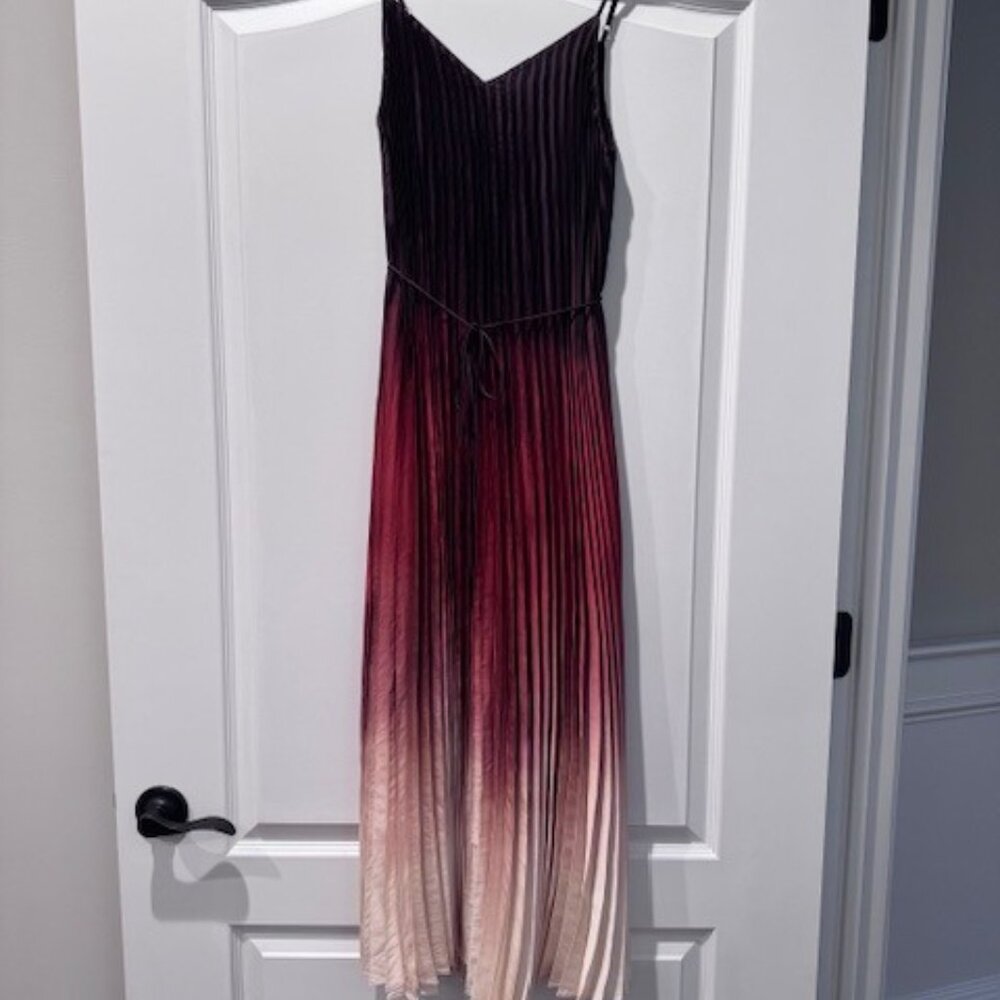 Banana Republic Satin Pleated Ombré Midi Dress